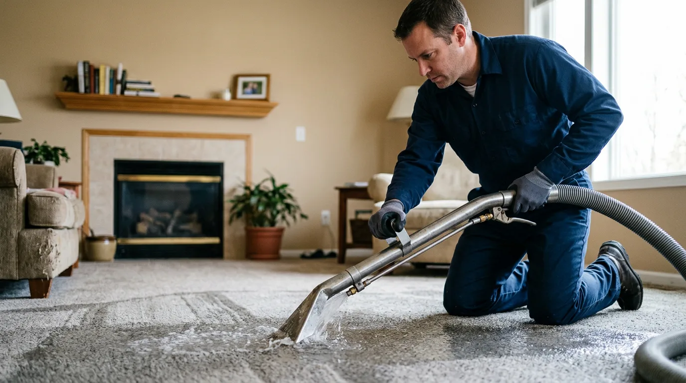 Water damage restoration technician working near Deerfield, OH